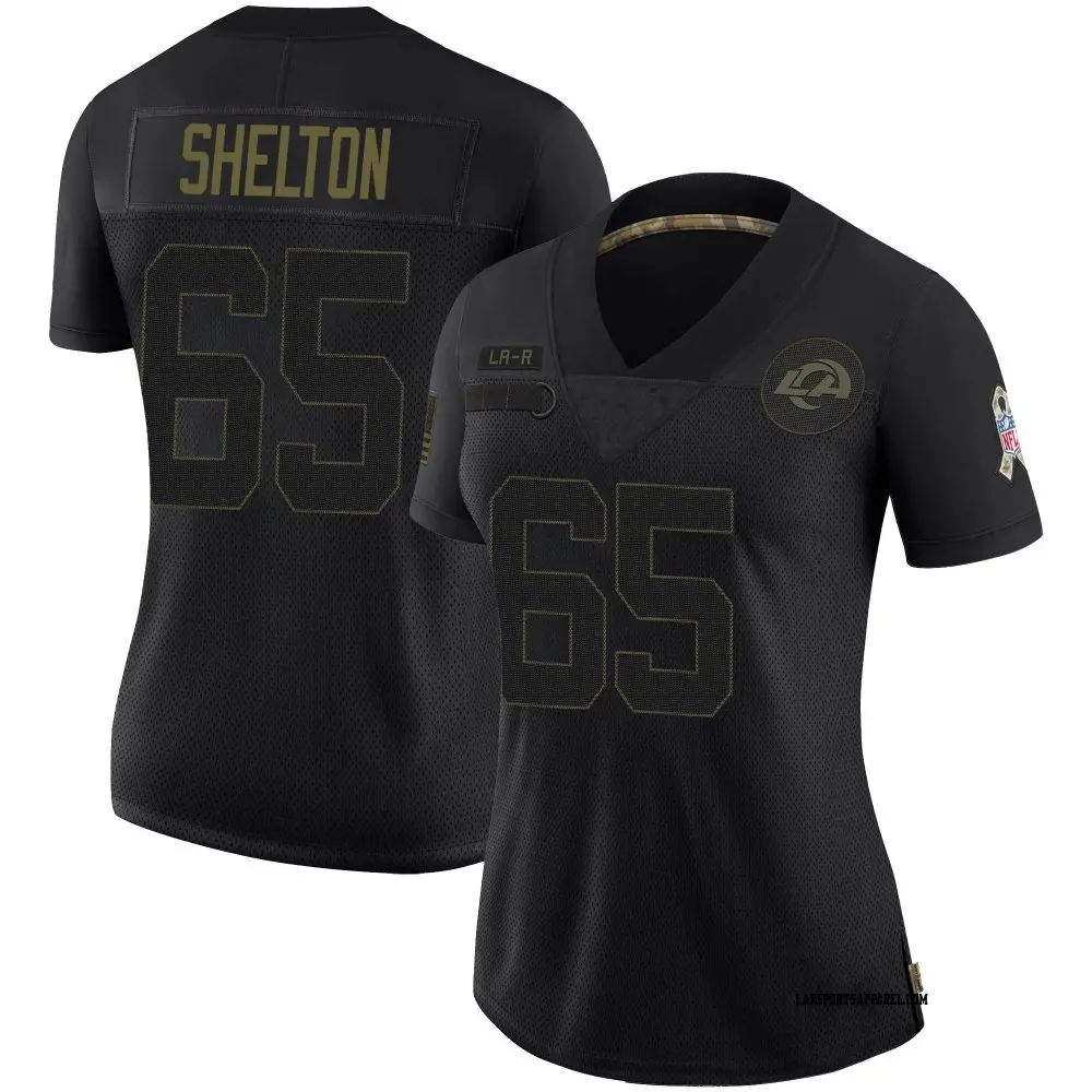 Limited Black Women's Coleman Shelton Los Angeles Rams 2020 Salute To Service Jersey