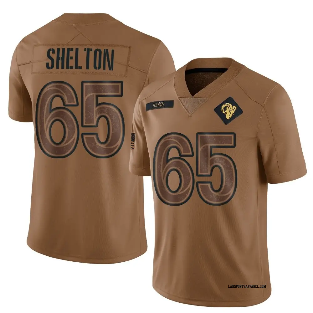 Limited Brown Men's Coleman Shelton Los Angeles Rams 2023 Salute To Service Jersey