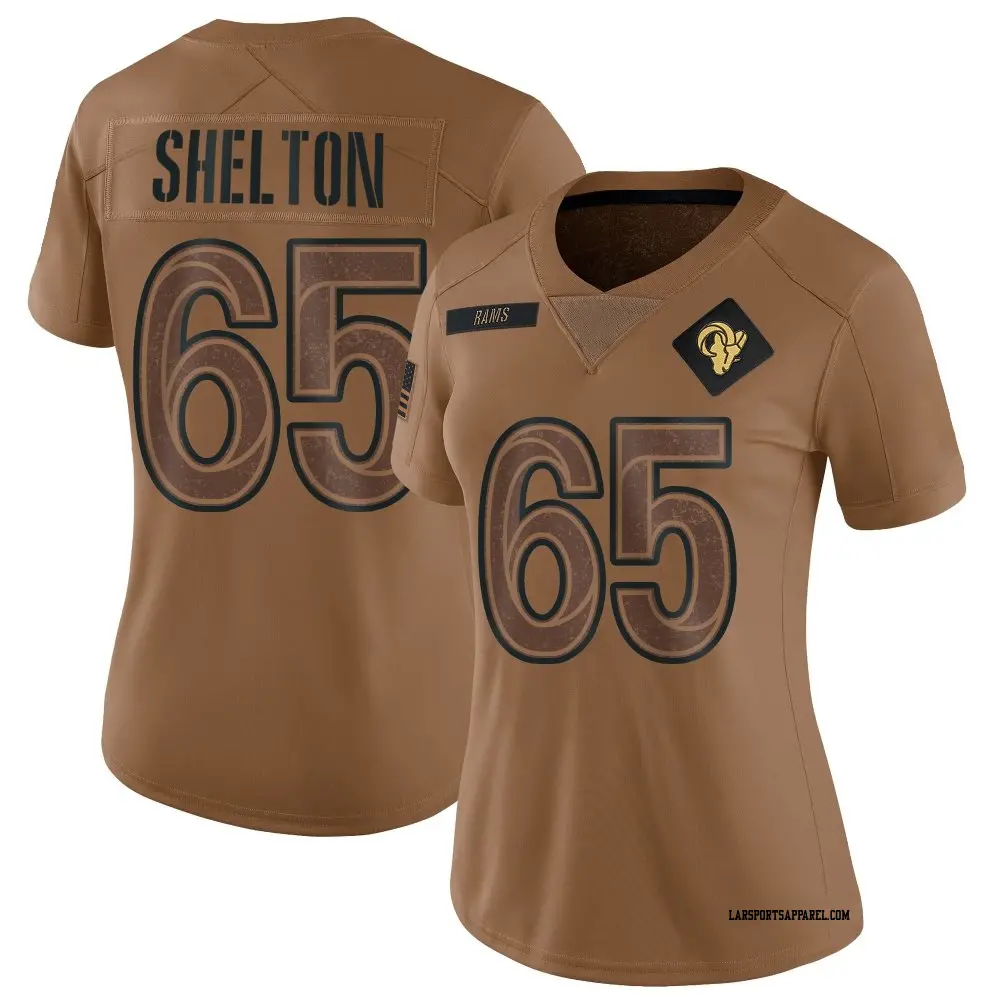 Limited Brown Women's Coleman Shelton Los Angeles Rams 2023 Salute To Service Jersey