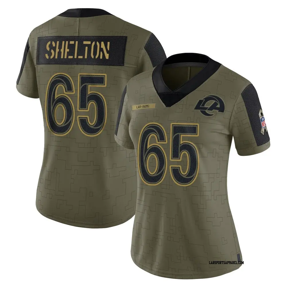Limited Olive Women's Coleman Shelton Los Angeles Rams 2021 Salute To Service Jersey